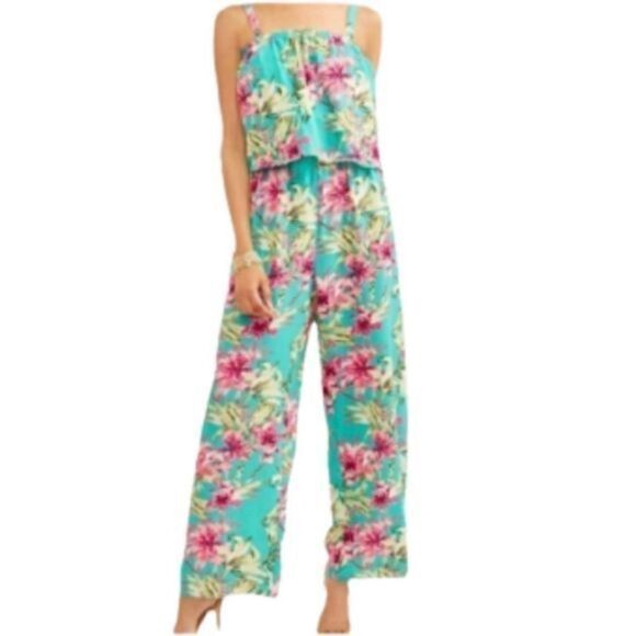 Super cute Floral Print Jumpsuit, Spring, Lightweight, Elastic Wais - Picture 2 of 9